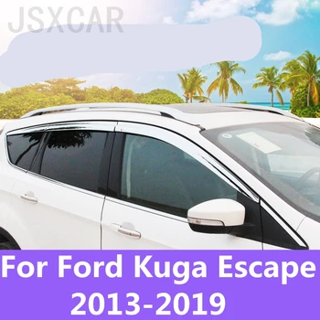 

Chrome Car Window Sun Vent Visor Rain Guards Sun/ rain Shield Exterior decoration Car accessories For Ford Kuga Escape 2013-2019