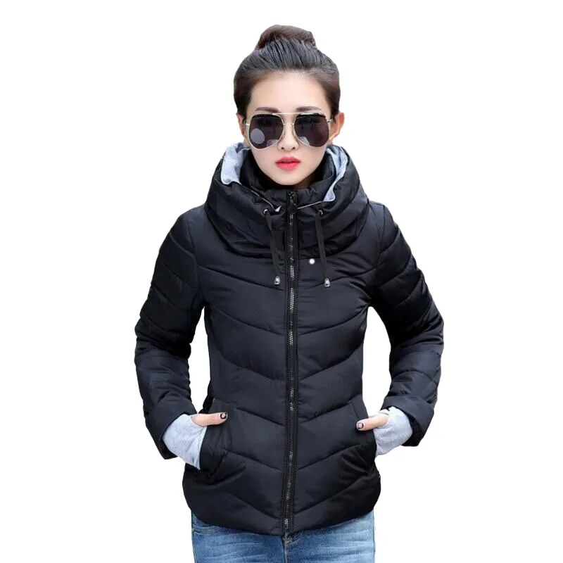 

Autumn Winter Female Jacket 2019 Fashion Women Parka Hooded Winter Jacket women Down Cotton Coat Female slim Winter Coat