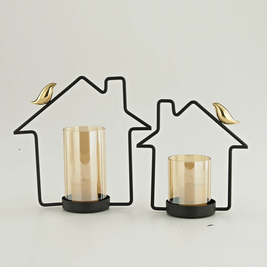 Lantern Candle Holder Minimalist Copper Bird Iron Art Candlestick