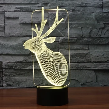 

Deer 3D LED Night Light Lamps,3D Optical Illusion 7 Colors Touch Table Desk Visual Lamp for Home Decoration