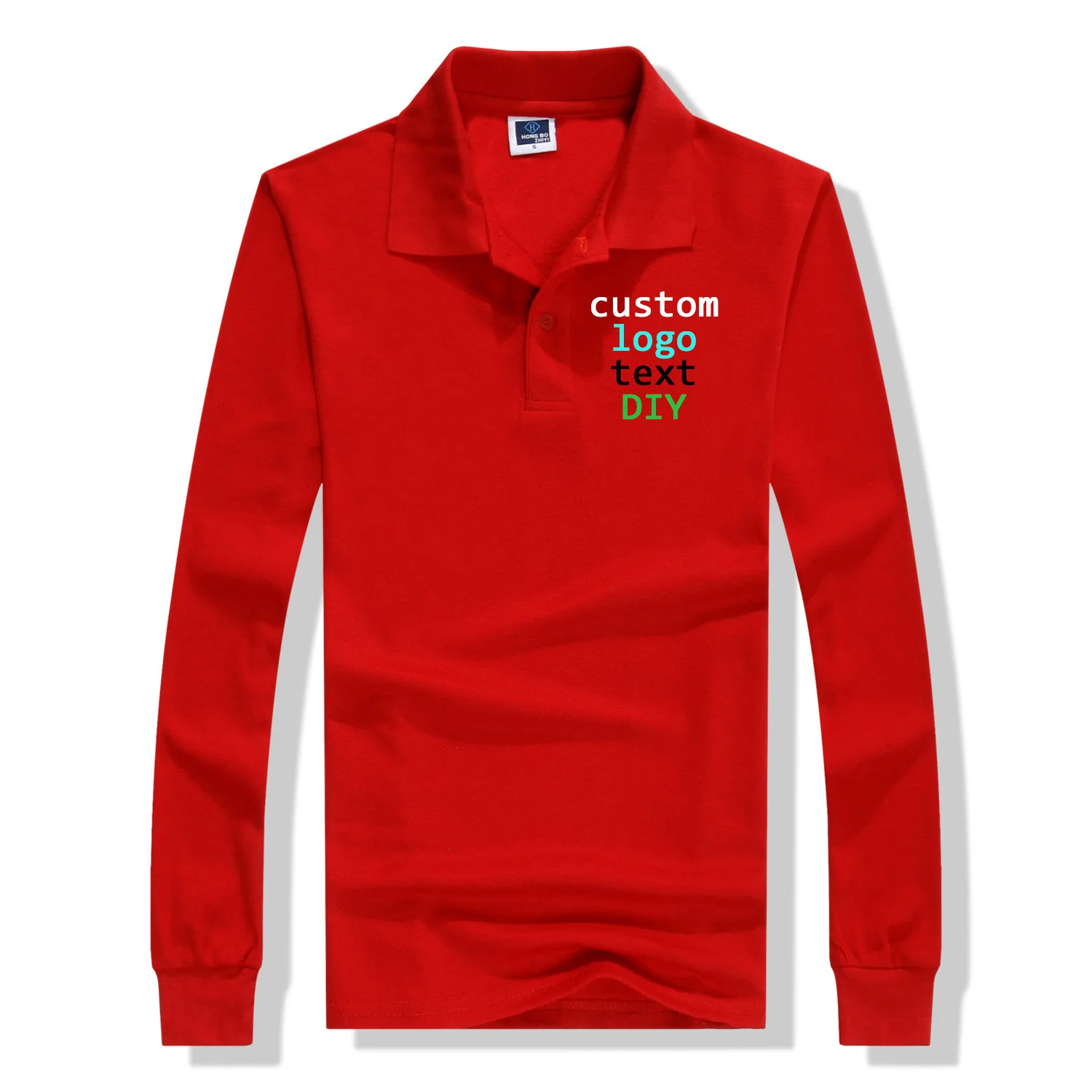 

Solid Black color Long Sleeve Men Women Custom logo Text printed Cotton shirt buttons up Company Team working uniform tops tees