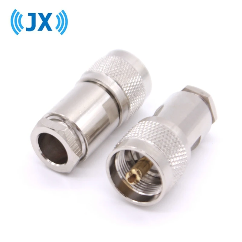 

JX 1pcs PL259 UHF Male Plug Connector Clamp For RG8,RG213,LMR400 Straight Nickelplated fast shipping