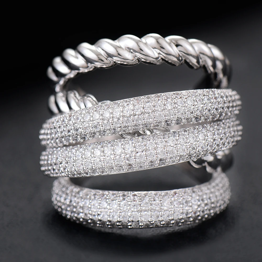 Missvikki Шарм стекируемые Полный Пальцы уникальный дизайн кольца разнообразие смесь прозрачный австрийский кристалл Дубай Jewelry одежда