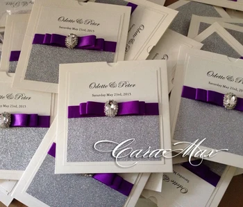 

CA0622 Square Pocket Folded Shimmer Glittering Wedding Cards