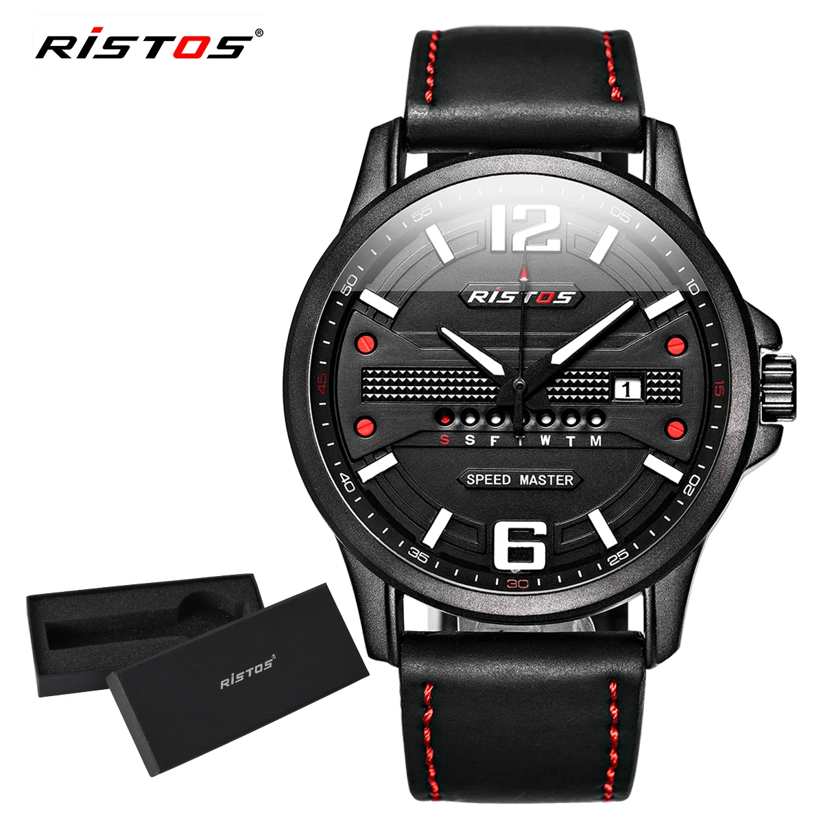

RISTOS Sport Genuine Leather Watches Casual Military Male Quartz Men Watch Reloj Masculino Wristwatch Luxury Reloj Hombre 9322