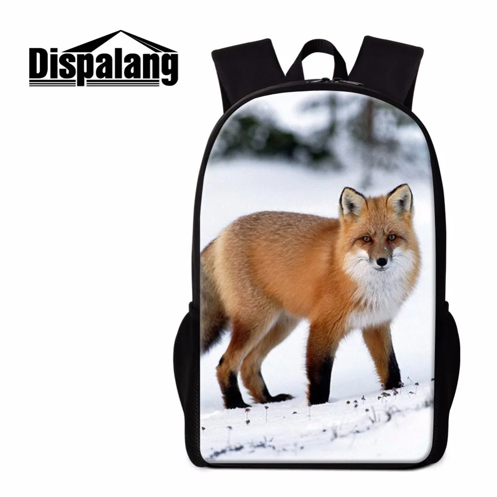 Dispalang Fox Backpack for Children Cool School Bag Casual Back Pack for Girls Animal Print Branded Bookbag Women Travel Bag