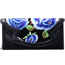 

Women's Ethnic Style Genuine Leather Hand-Embroidered Purse Long coin Purse