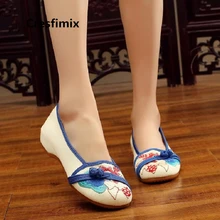 Cresfimix/Женская парусиновая обувь с традиционным цветочным принтом в китайском стиле; женская бежевая обувь без шнуровки; сезон весна-лето; красивая женская обувь; a2219