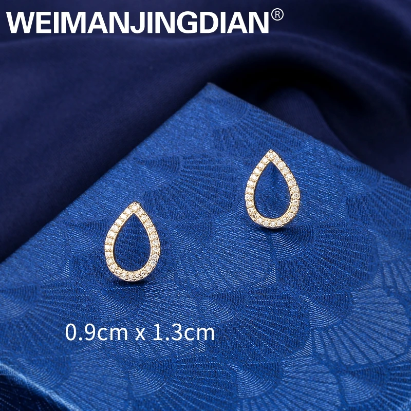 WEIMANJINGDIAN Новое поступление сверкающий фианит Фианит, циркон, кристалл, 9 мм x 13 мм с выбитой вышивкой зимние серьги-гвоздики для Для женщин