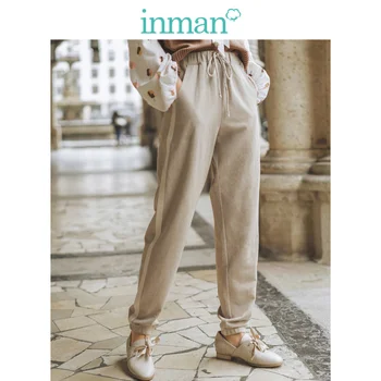 

INMAN Spring Autumn Cotton Blending Elastic Waist Split Fashion Casual Women Pencil Pants