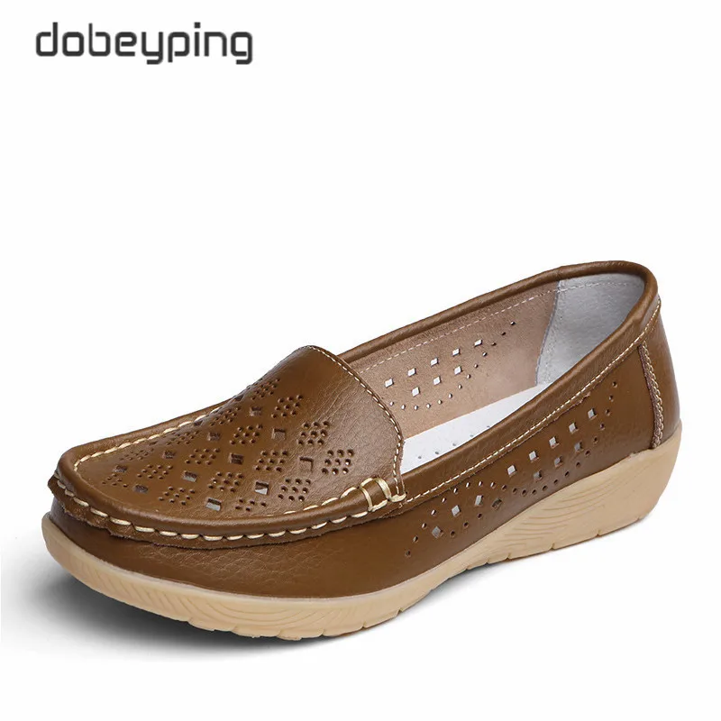 US $10.98 Dobeyping New Genuine Leather Women Flats CutOuts Shoes Woman Hollow Summer Womens Loafers Moccasins Female Shoe Size 3541