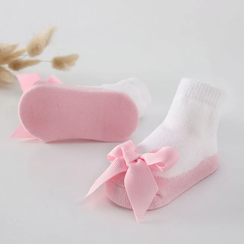 Носки для малышей с бантом милые теплые весенне-зимние носки для новорожденных девочек домашние носки для малышей Sokken Meia Infantil Calcetines