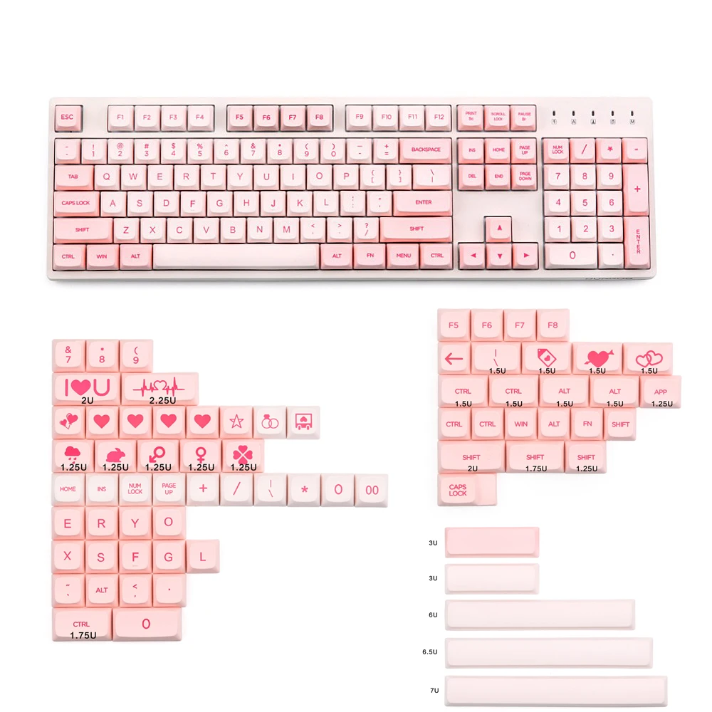 XDA Valentine Dye-sub keycap PBT Материал для пользовательской механической клавиатуры подходит 96/104/108/Minila Раскладка