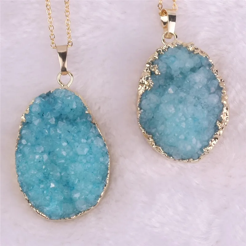 Dámský modrý náhrdelník s přívěskem přírodního kamene modrý přírodní náhrdelník
