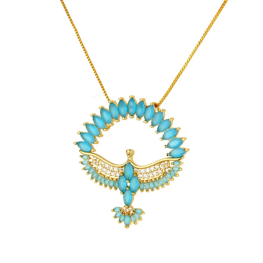 Lucky Sonny Holy Spirit Bird Collar Gold Color Colored CZ Inlay Brazil Hot Santo Necklace Fashion Joyeria Women Feminina Colar (3)