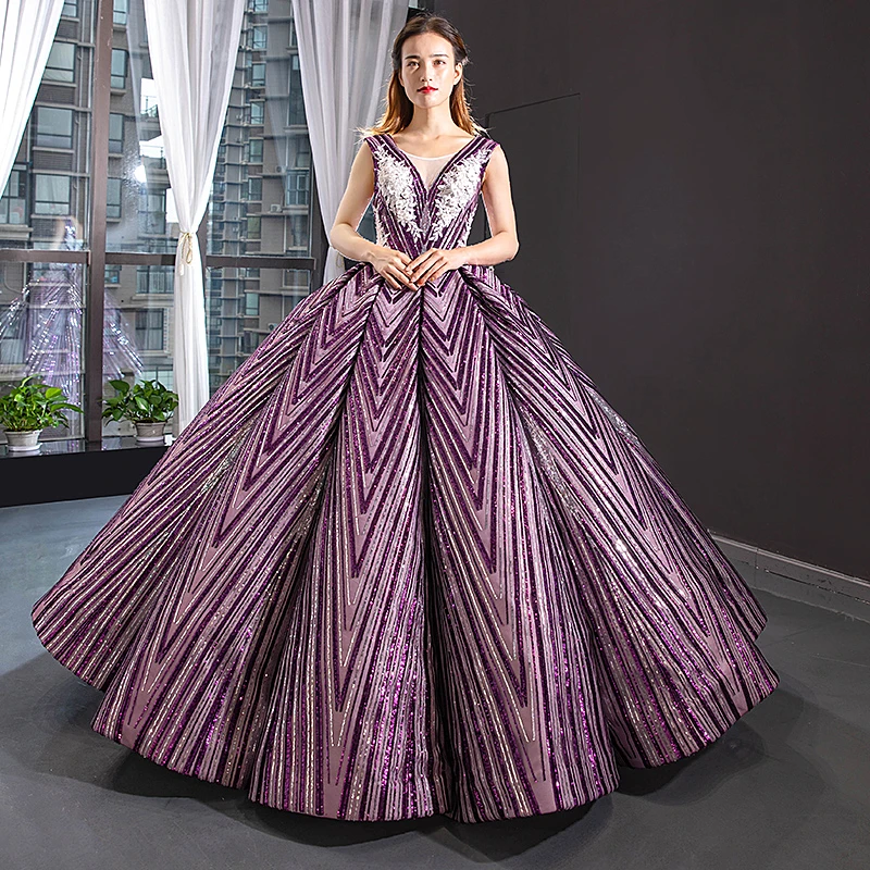 Romantic Elegent Long Maternity Dress Purple sequins Pregnancy Dress Luxury Maternity Gown Gorgeous Pregnant Clothes Ball Gown