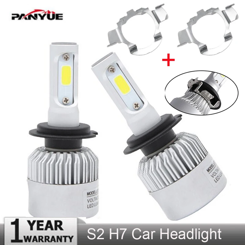 

Muxall Single Beam H7 LED Headlights Automobile Headlamp Fog Light 6500K+Retainer Adapter Holder for BMW X5 AUDI A3 A4