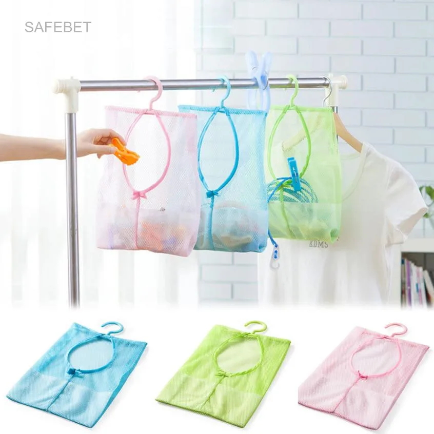 

SAFEBET Vovotrade Kitchen Bathroom Clothesline Storage Dry Doll Pillow Shelf Mesh Bag Hook New