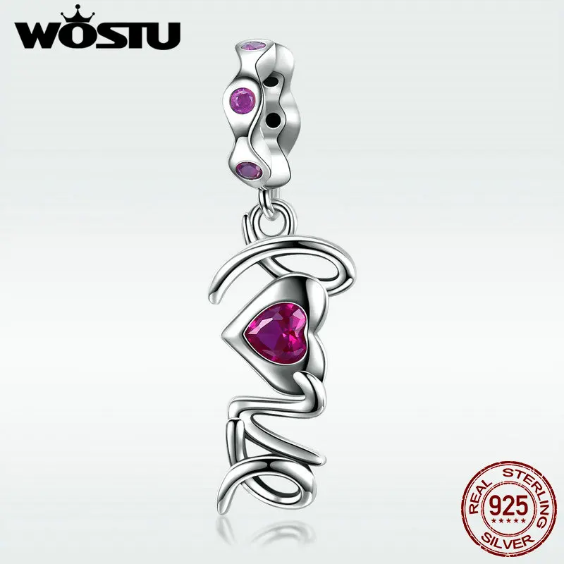 

WOSTU 925 Sterling Silver Forever Alphabet Love Dangles Charms Beads Fit Bracelet & Necklace Pendant Genuine Jewelry Gift DXC946