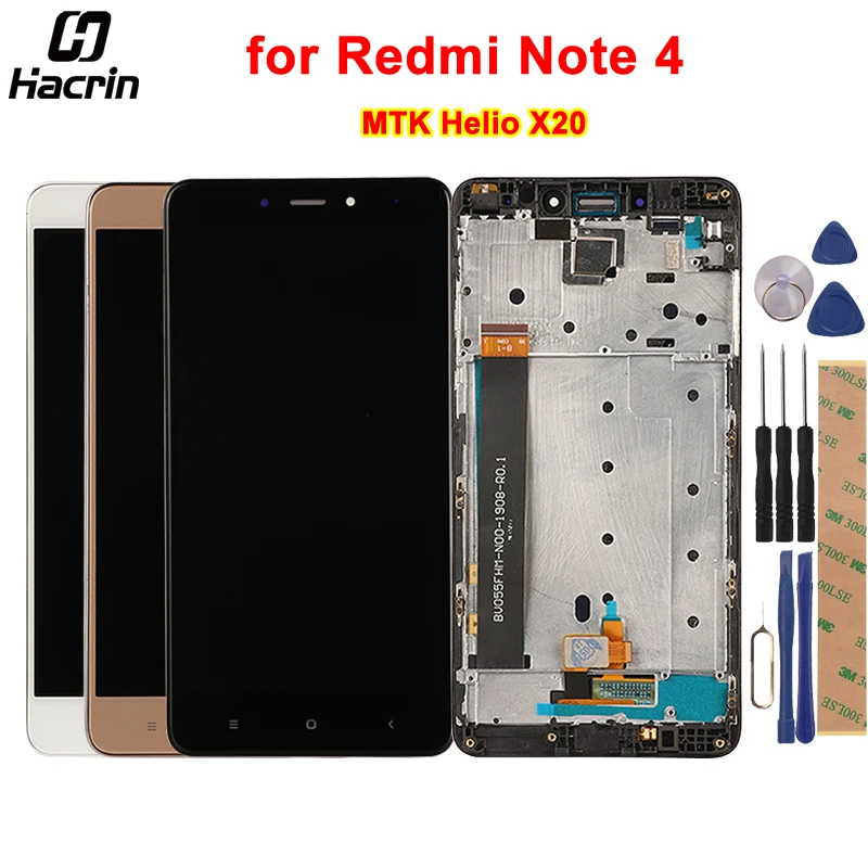 

For Xiaomi Redmi Note 4 LCD Display Touch Screen With Middle Frame Digitizer Assembly Replacement for Redmi Note 4 MTK Helio X20