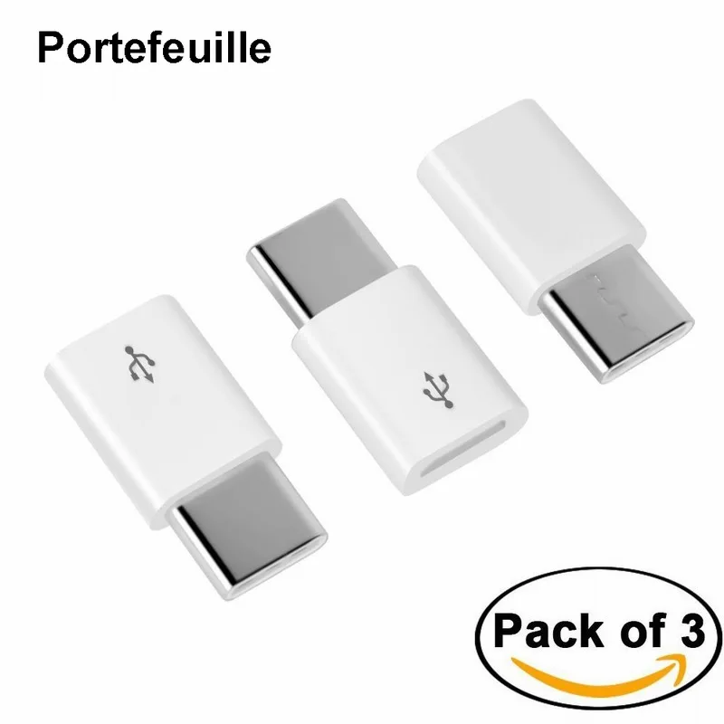 Portefeuille 3PCS USB Type C Adapter USB-C to Micro USB Adapter Converter for Nexus 5X Xiaomi Samsung Galaxy S8 Plus Oneplus 5 3 (1)
