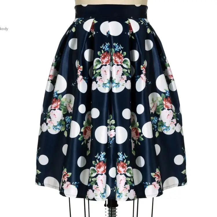 2015 Summer Women's Skirt Autumn Dot Flower Printe...