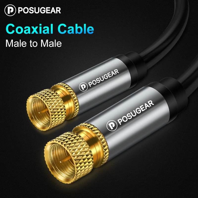 Posugear SAT Antenna Coaxial Cable F-Type HDTV Satellite Gold-plated Male to Male TV VCR DVD Digita
