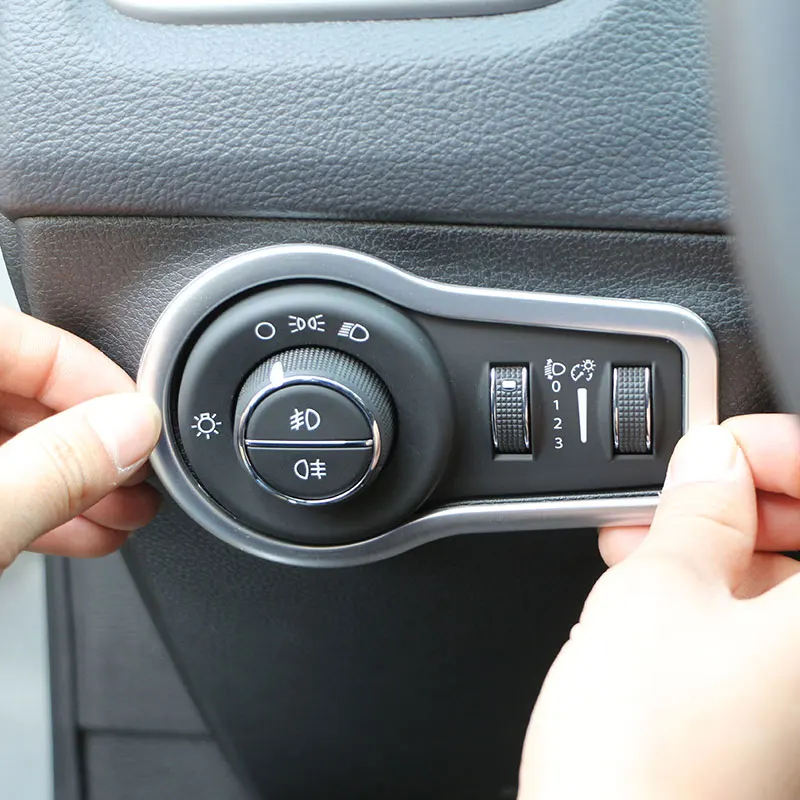 

Car Interior Headlight Lamp Switch Button Decoration Cover Trim Stickers for Jeep Compass 2017 2018 2019 Accessories