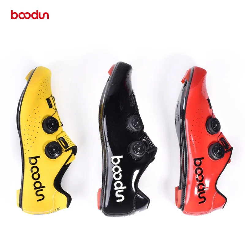 Boodun Road ciclismo zapatos fibra de carbono bicicleta zapatos hombres auto-bloqueo carreras transpirable ultraligero profesional bicicleta zapatillas