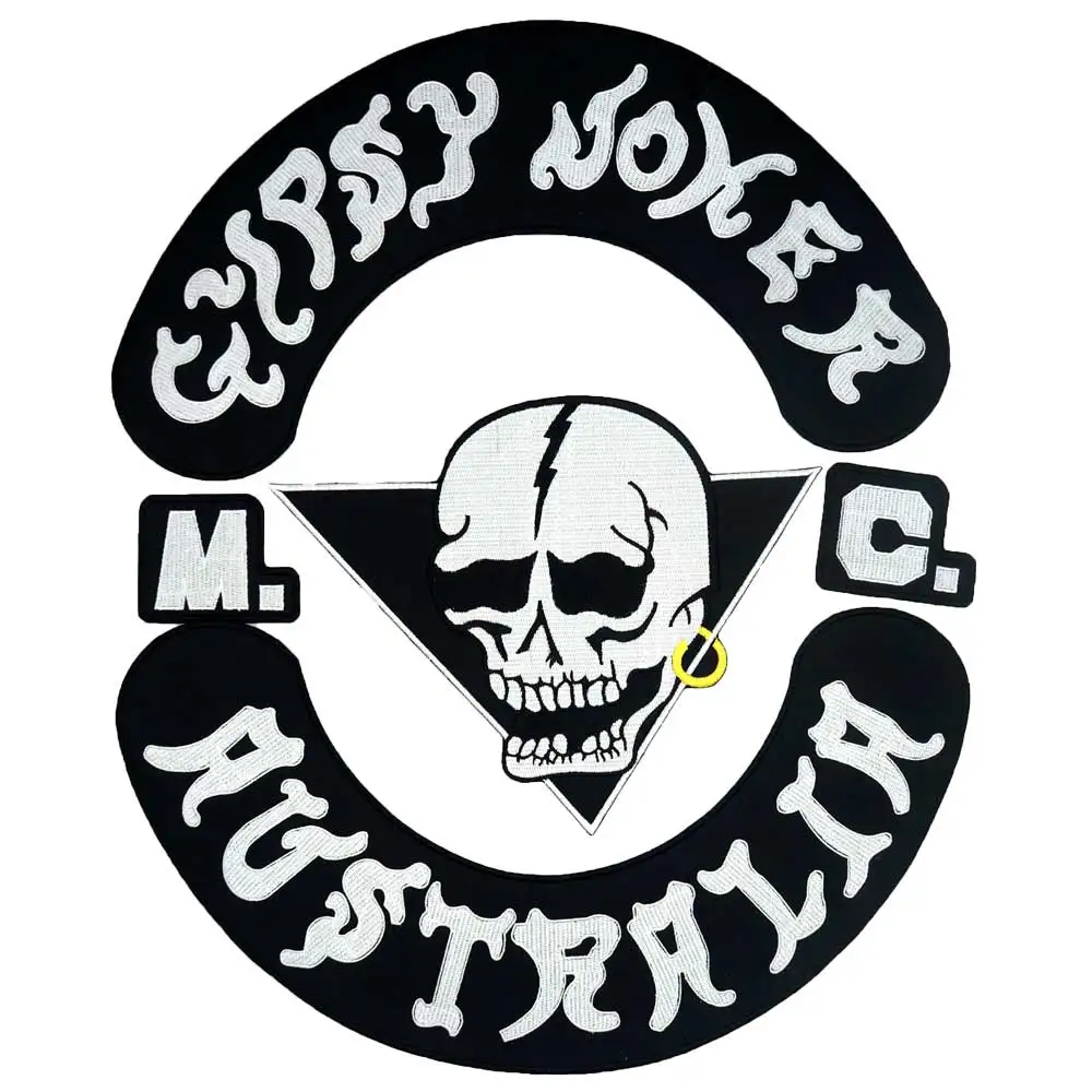 

GYPSY JOKER AUSTRALIA BACKING Embroidered punk biker Patches Clothes Apparel Accessories Badge 5 PCS/SET