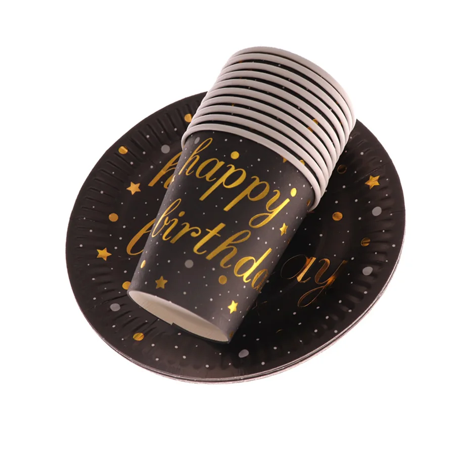 

10Pcs/set disposable tableware noble gold poil Celebration Christmas Birthday Party Decor Kids Baby Shower Party Supplies