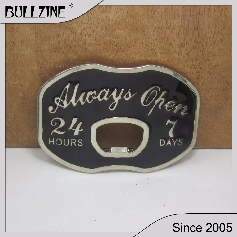 The Bullzine Bottle opener belt buckle with silver finish FP 02396