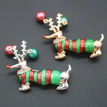Cindy xiang 2 cores avaibale esmalte natal cão broches para as mulheres moda vermelho verde animal pino festa jóias crianças bom presente