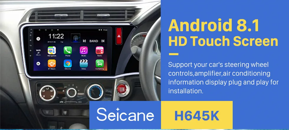 Cheap Seicane 10.1 inch HD 1024*600 Android 8.1 Car Stereo GPS Unit Player for 2014-2017 HONDA CITY RHD Radio with WIFI Bluetooth 0