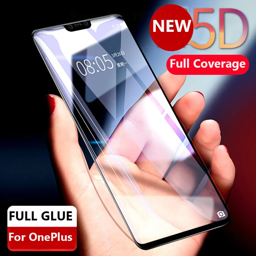 5D Премиум Закаленное стекло с полным клеем для OnePlus 7 6T защита экрана 6 защитная