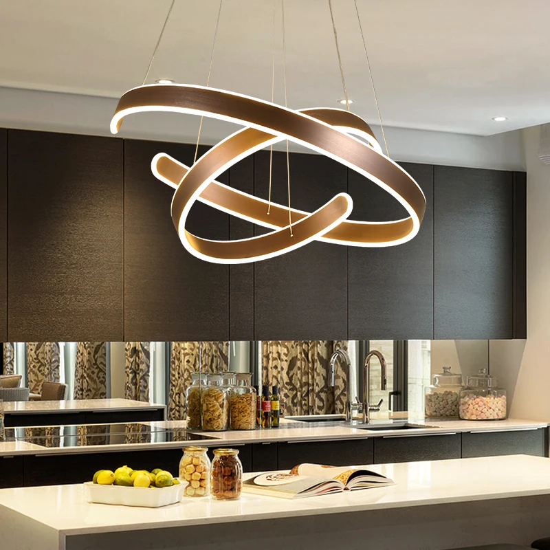 

AC90-264VModern pendant lights for living room dining room Geometry Circle Rings acrylic aluminum body LED Lighting ceiling Lamp