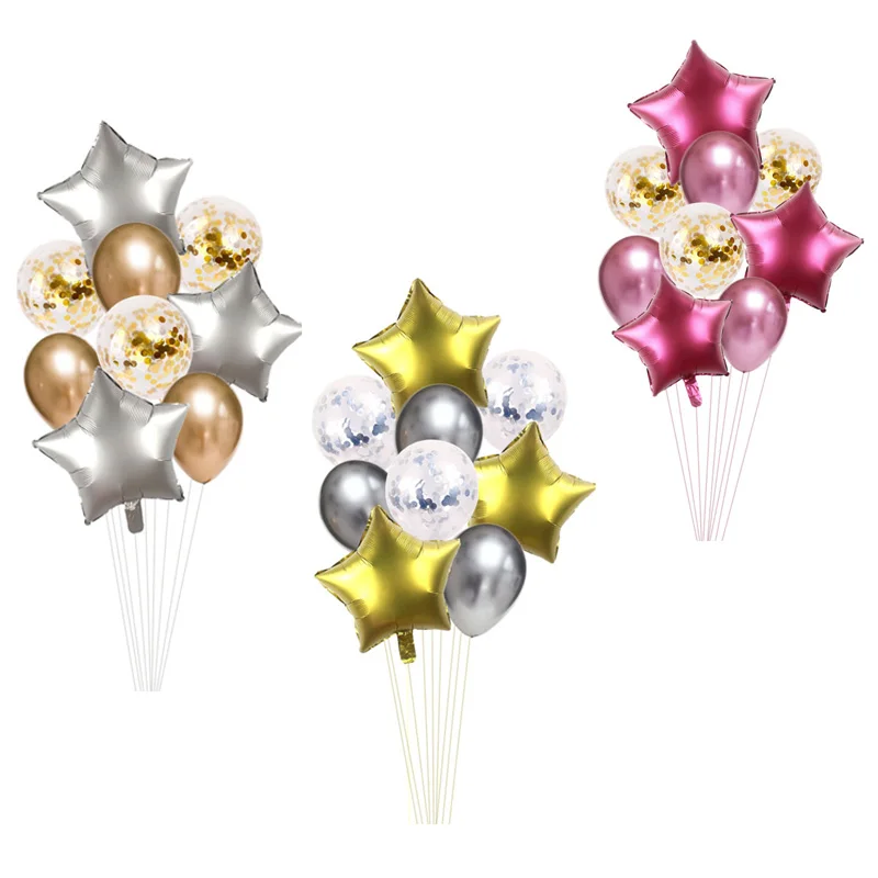 

9pcs/set metallic star foil balloons latex confetti balloons birthday Wedding party decorations adult baby globos supplies