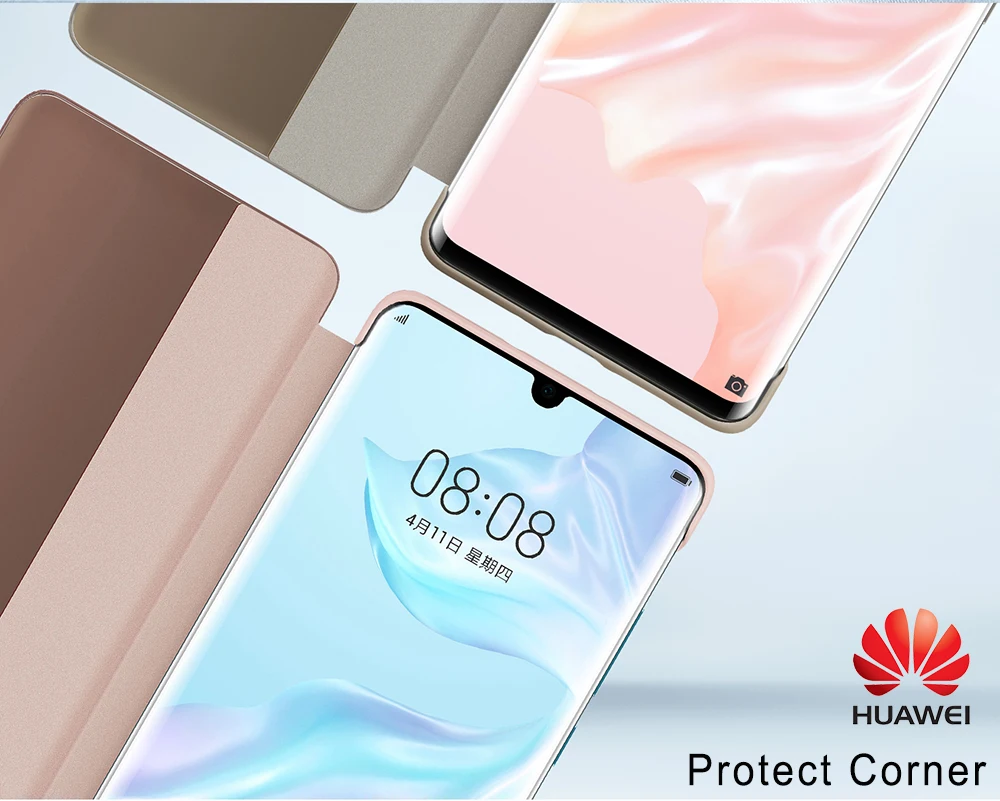 Huawei P30 Pro флип-чехол, официальный huawei P30 чехол, умный сенсорный прозрачный кожаный чехол для телефона P30Pro Funda Capa сумка