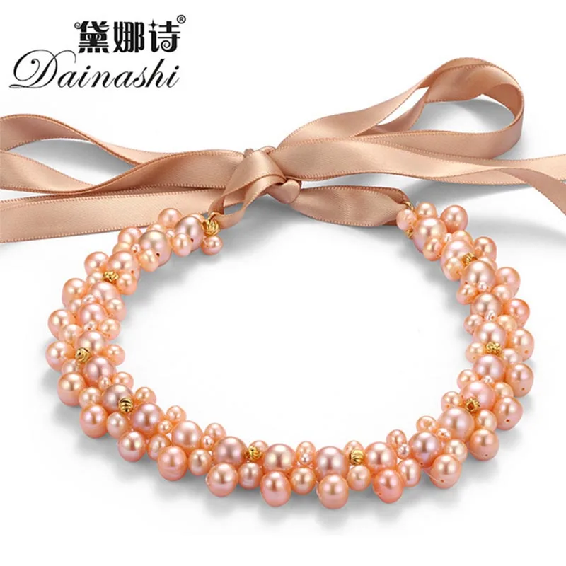 

Dainashi 2016 New 100% Real Freshwater Pearl Necklace Top Quality Necklaces & Pendants Fine Jewelry Woman Gift 5-9mm Big Pearl