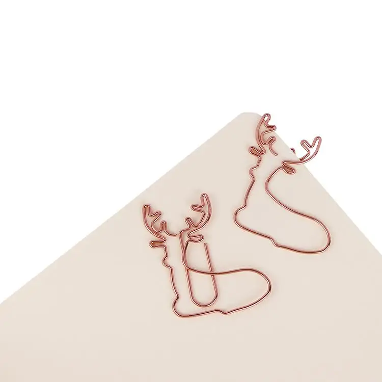 Олень скрепки для бумаги необычной формы животные белка дизайн скрепки розовое золото канцелярские скрепки декоративные офисные принадлежности розовое золото - Цвет: rose gold deer