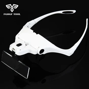 

FGHGF LED Headband Magnifier Loupe 5 Lens Adjustable Magnifying Glasses Glass Jeweler Repair Microscope Loupe