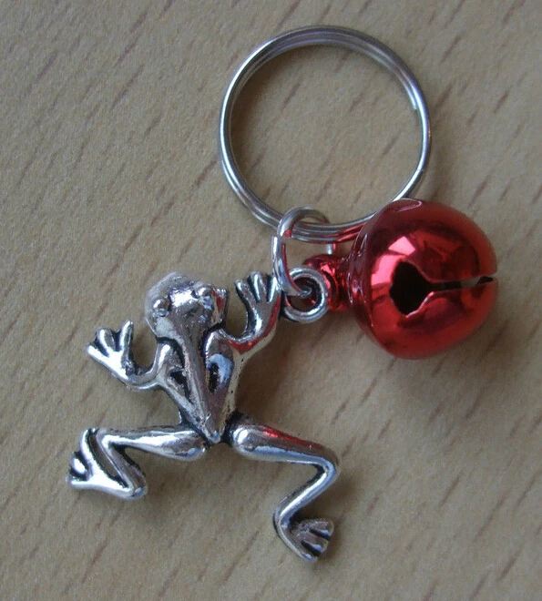 

50PCS Fashion Jewelry Vintage Silver Frog Security Charm Mix Bell Anti-Theft Purse Key Ring Key Chains Findings Shipping A252