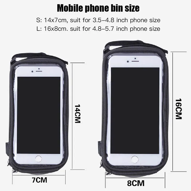 Bicycle Phone Bag Case Touch Screen Waterproof Bike Frame Front Tube Storage Bag Pouch Case for iPhone Samsung 3.5-6 inch Phones (1)