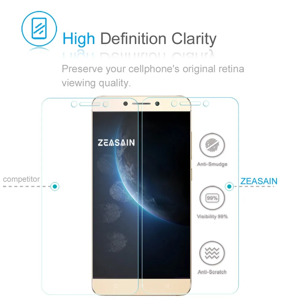 Original ZEASAIN Screen Protector For Leeco le 2 pro le2 Premium 9H Tempered Glass  2.5D 0.3mm Toughened glass Protective Film (4)