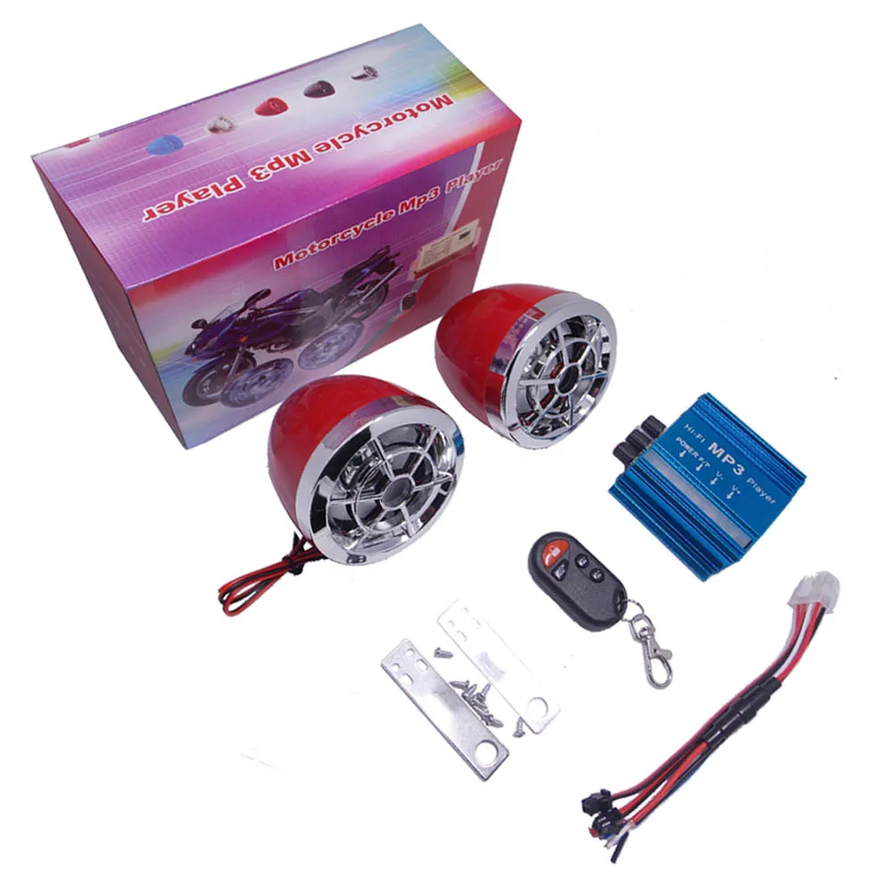Motorcycle Anti-theft Alarm Audio Speaker MP3 Music Player TF Card USB FM Radio Moto Scooter ATV Remote Control Alarm Speaker