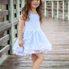 Летнее милое платье без рукавов с галстуком-бабочкой для девочек, Новое Детское платье с принтом, платья принцессы