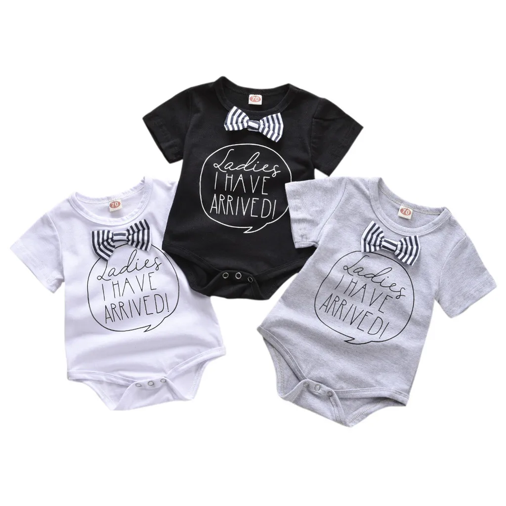 

MUQGEW baby girl clothes summer Newborn Infant Baby Boy Gentleman Short Sleeve Letter Bodysuit Romper Clothesroupa infantil#p2