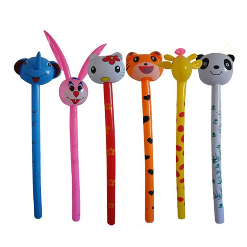 

1 Piece 95CM Random Color Cartoon Animal Tiger Rabbit Inflatabel Animal Long Inflatable Hammer Children Toys