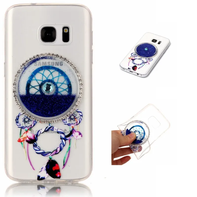 

Fashion Flowing quicksand Wind chimes soft tpu cover case for Samsung Galaxy S7 edge Samsung S7 case with screen protector