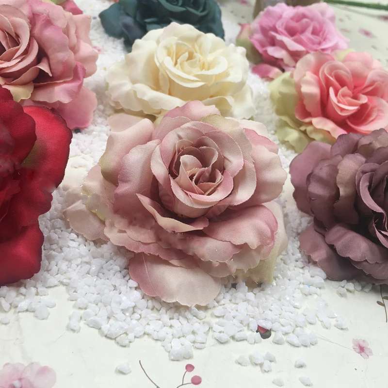 YOOROMER 5 шт. 8 см Шелковая Роза искусственная цветок Свадебные товары для дома DIY ВЕНОК простыни ручной работы моделирование дешевые поддельные Flowe